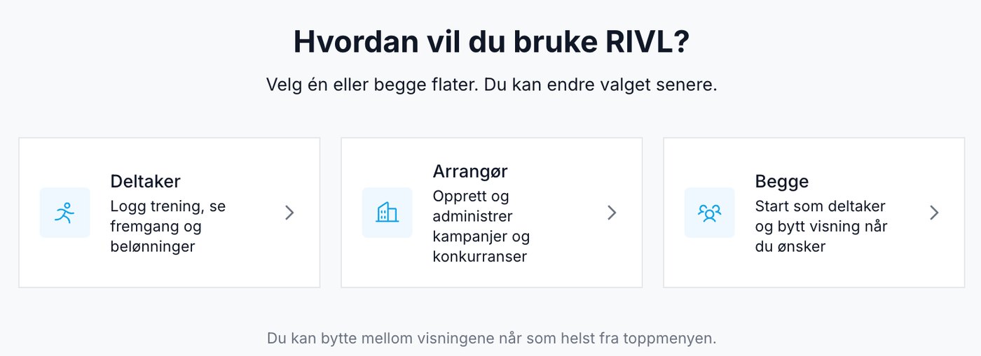 Hvordan vil du bruke RIVL? Deltaker, arrangør eller begge